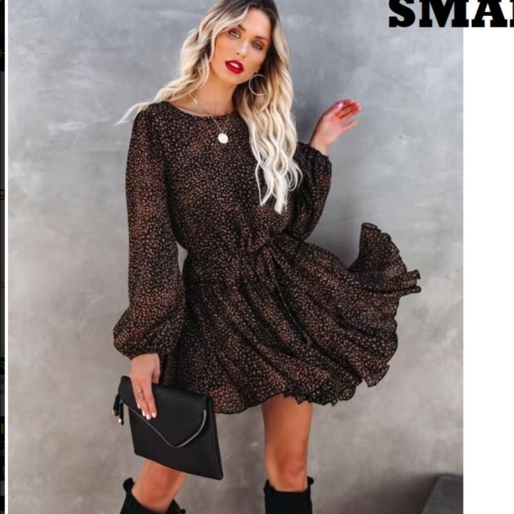 BNWT Schultz leopard print ruffle dress size small